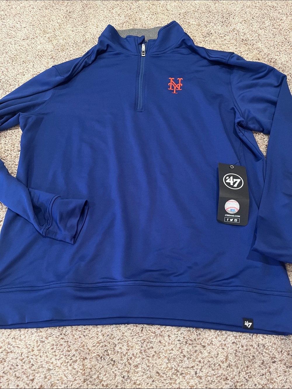 47 Royal Blue Quarter-Zip Performance Pullover with Orange NY Mets Logo